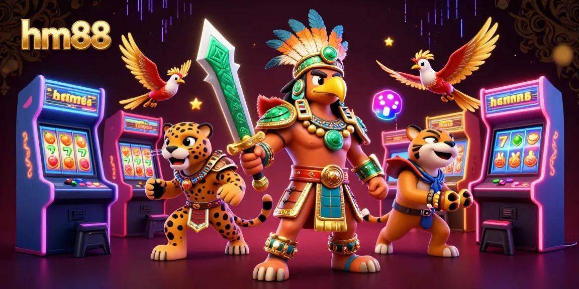 Experience thrilling gameplay at hm88 with Aztec warriors and vibrant slot machines.