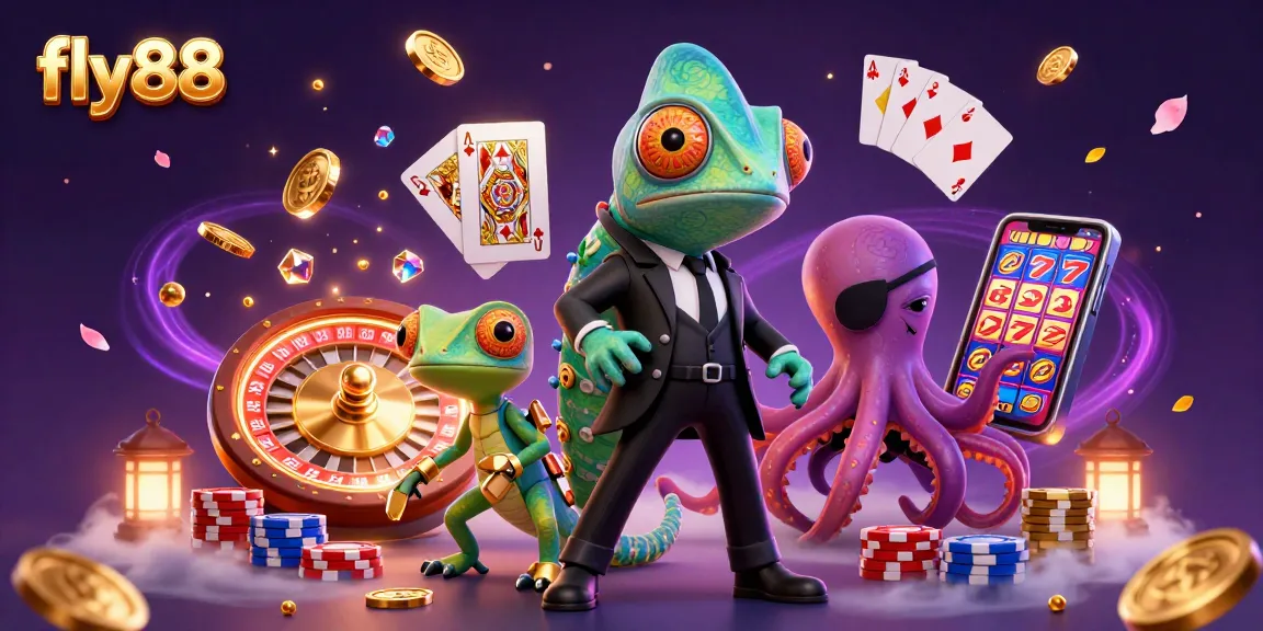 Experience the excitement of fly88 with vibrant casino elements and dynamic characters in action.
