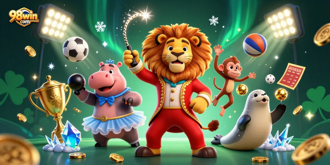 Engage in thrilling gameplay at 98win com with vibrant casino characters and dynamic game elements.