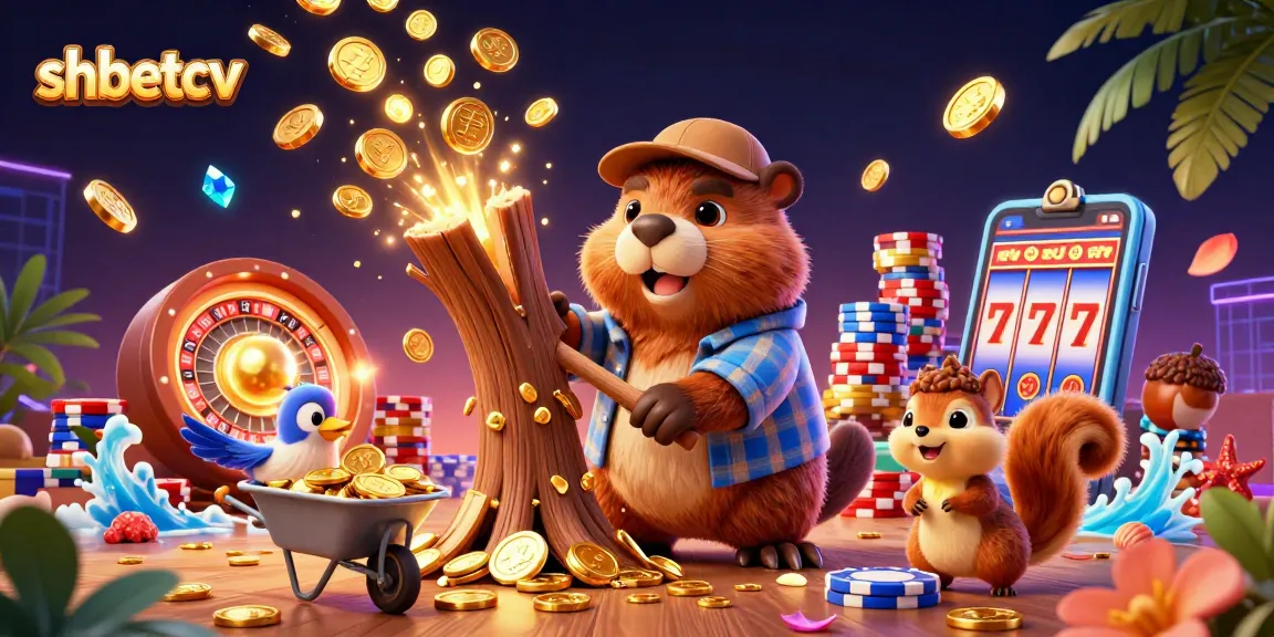 Experience exciting wins at shbetcv with vibrant slots, golden coins, and animated casino characters.