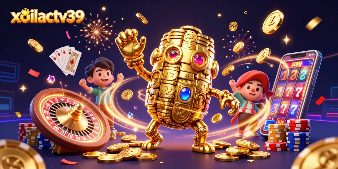 Experience thrilling wins with xoilactv39 in this vibrant casino illustration.